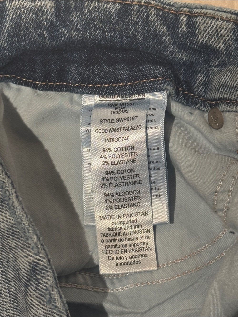 Good American Medium Wash Wide-Leg High-Rise Jeans - Picture 9 of 10